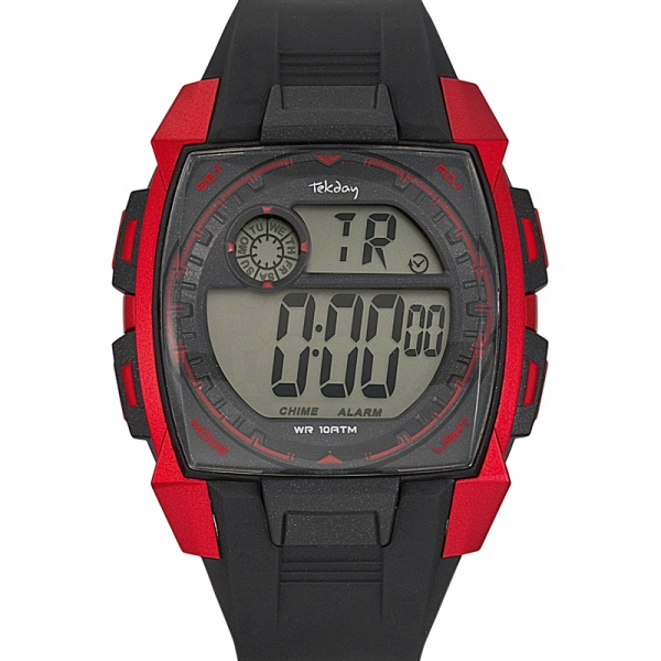 Montre homme sport digitale pas chère Tekday 656208 orange noire